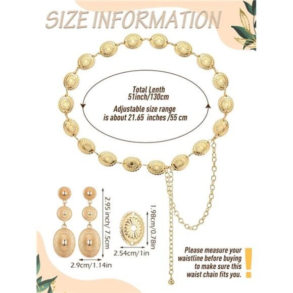 Gold Concho Belt & Earring Set – Western Boho Statement Jewelry - Picture 3 of 6